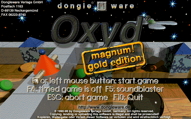 Title screen of Oxyd magnum! Gold