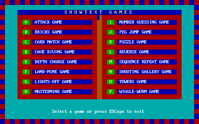 Title screen of ShowText