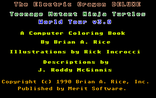 Title screen of Electric Crayon Deluxe: Teenage Mutant Ninja Turtles: World Tour