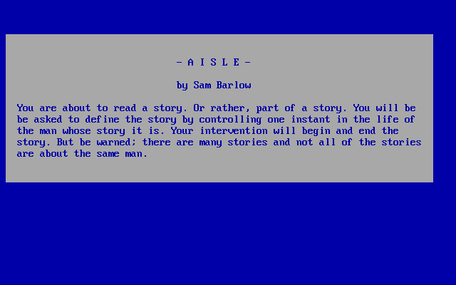 Title screen of Aisle