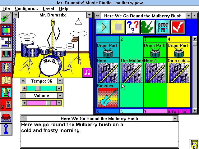 Gameplay of Mr. Drumstix' Music Studio