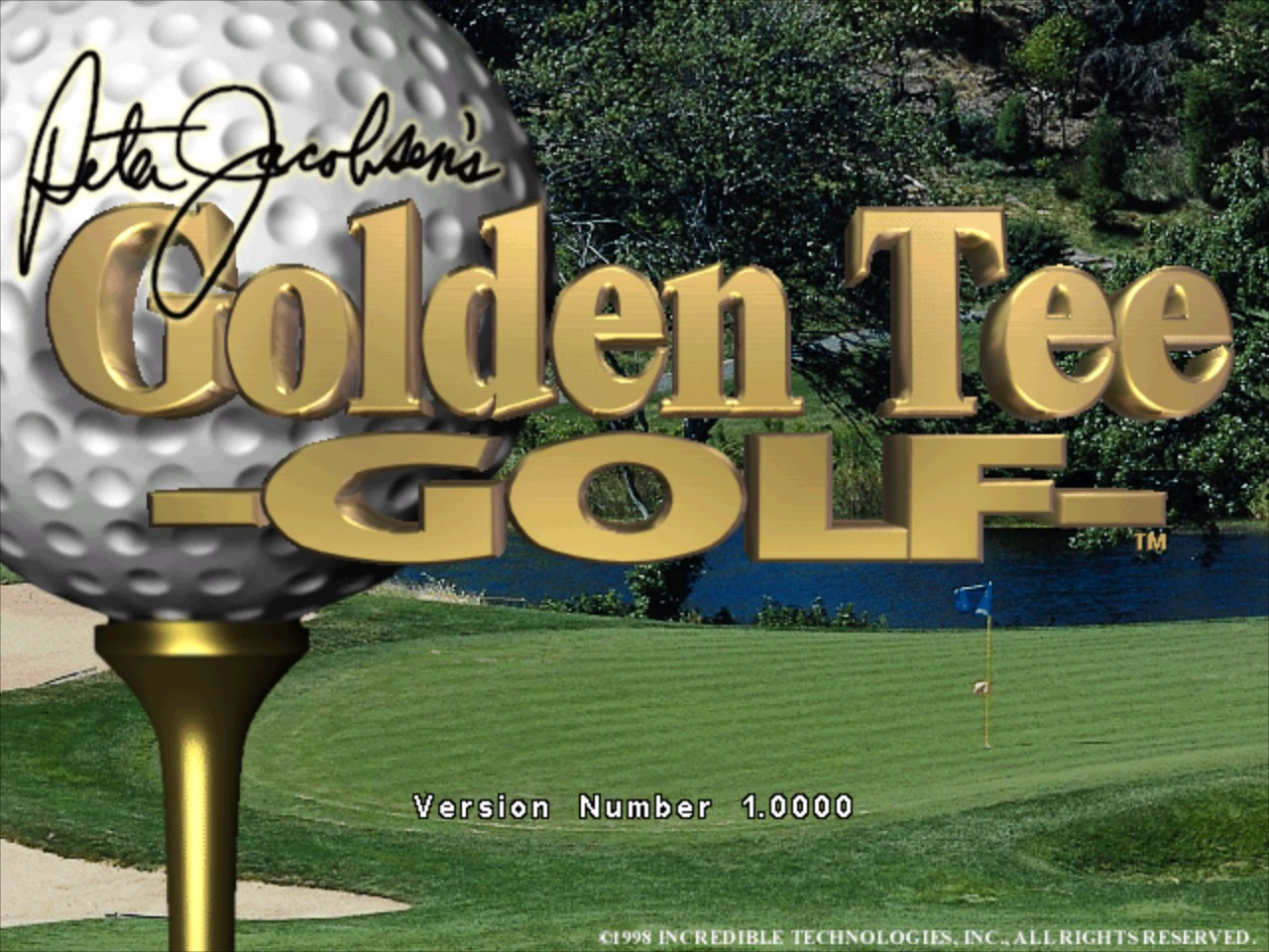 Title screen of Peter Jacobsen's Golden Tee Golf