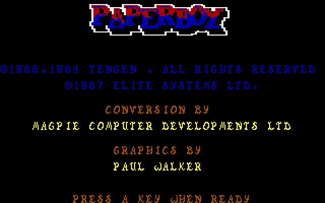 Title screen of Paperboy