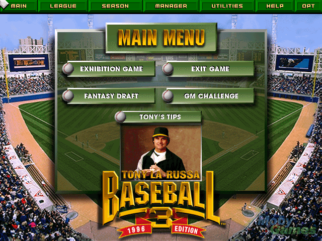 Title screen of Tony La Russa Baseball 3