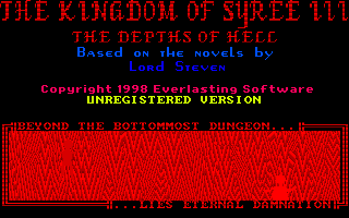 Title screen of The Kingdom of Syree III: The Depths of Hell