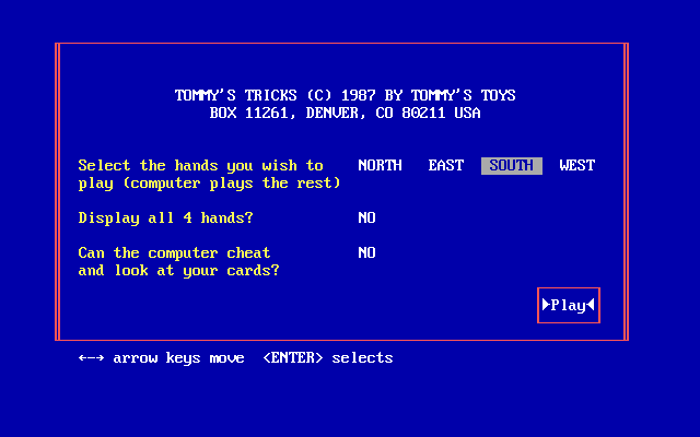 Title screen of Tommy's Tricks