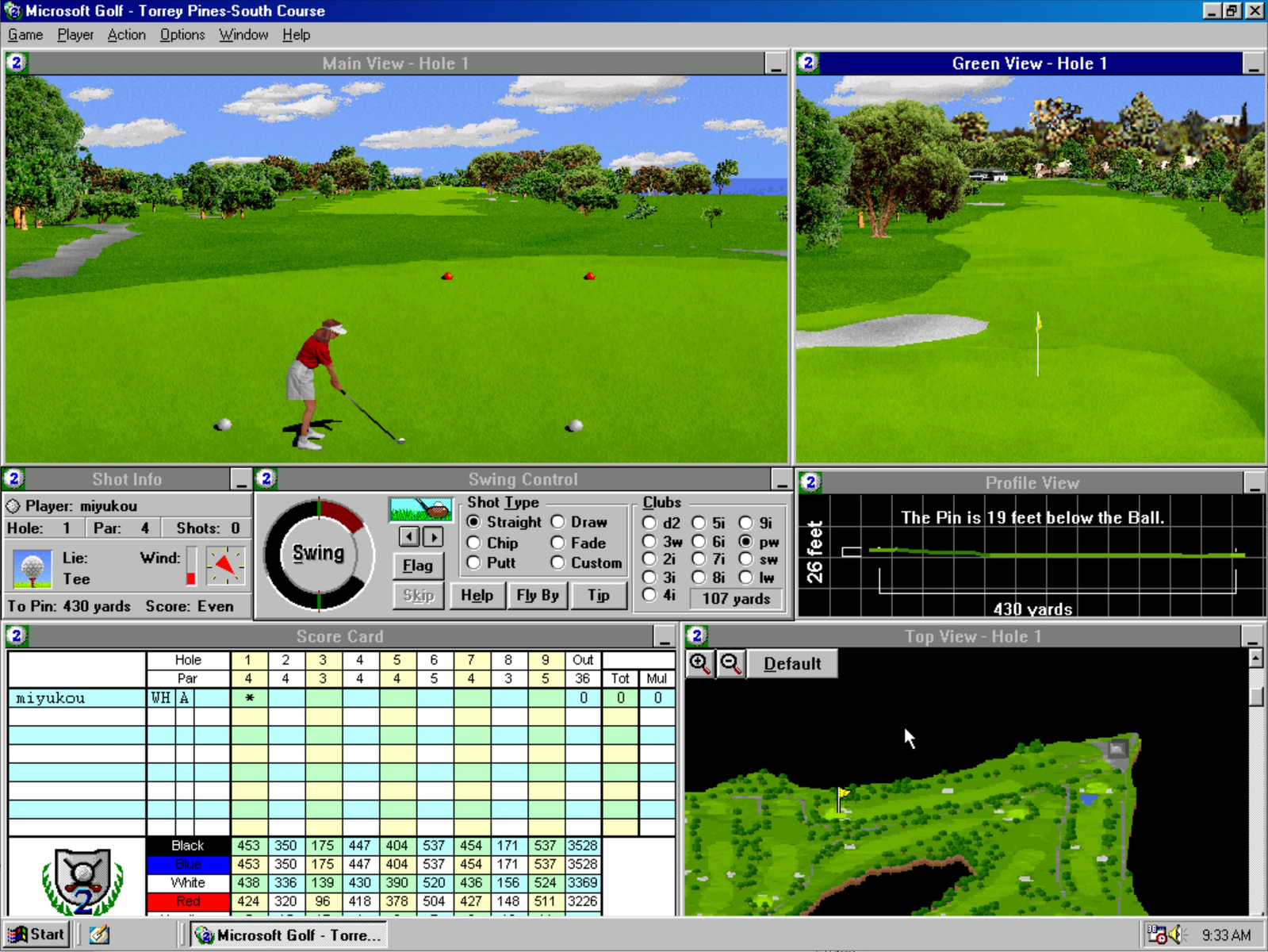 Gameplay of Microsoft Golf 2.0