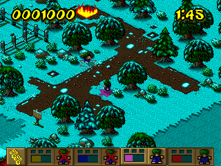 Gameplay of Lemmings Paintball