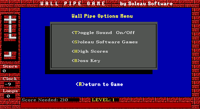 Title screen of Wall Pipe