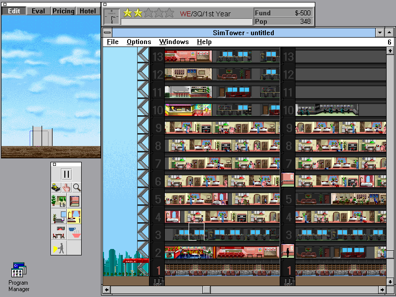 Gameplay of SimTower: The Vertical Empire