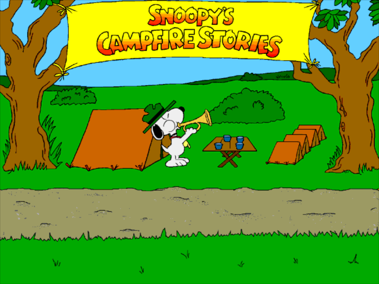 Title screen of Snoopy's Campfire Stories