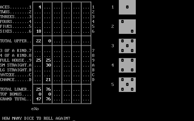 Gameplay of Yahtzee