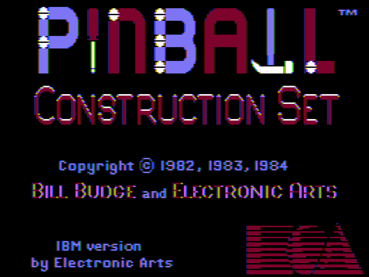 Title screen of Pinball Construction Set