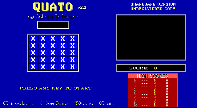 Title screen of Quato