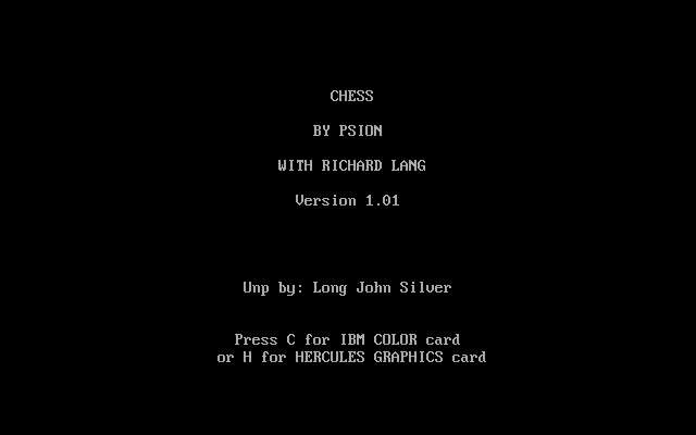 Title screen of Psion Chess