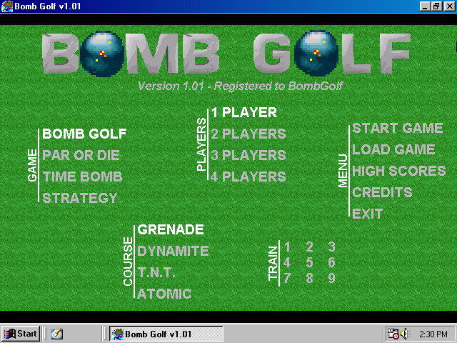Title screen of Bomb Golf