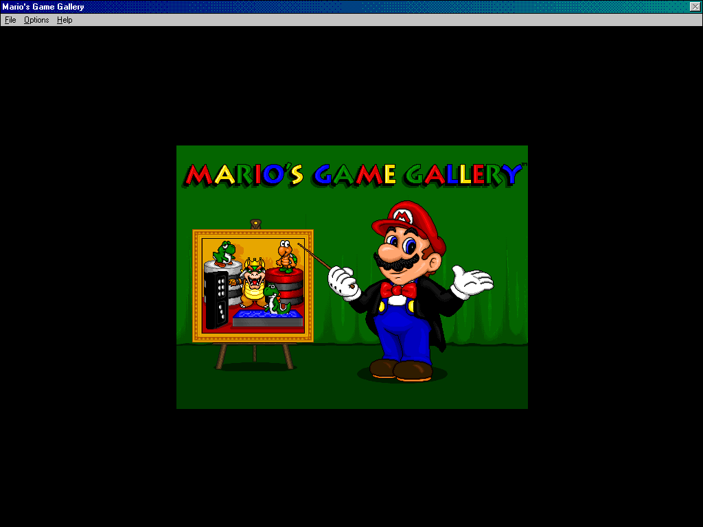 Title screen of Mario's Game Gallery