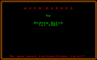 Title screen of Worm Burner