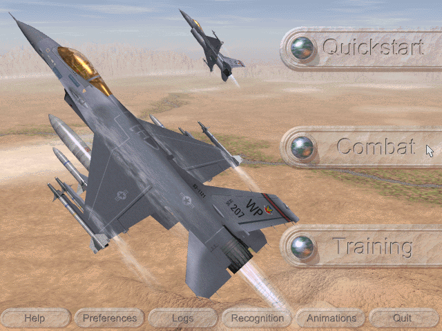 Title screen of IF-16 Fighting Falcon
