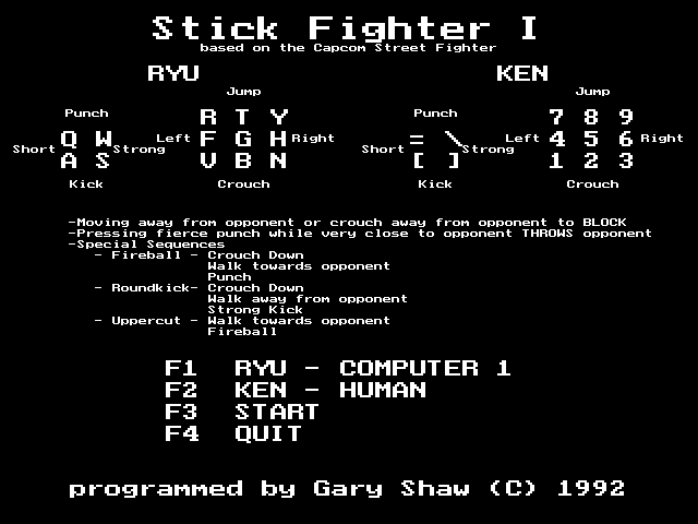 Title screen of Stick Fighter I