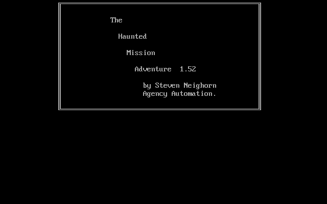 Title screen of Haunted Mission Adventure