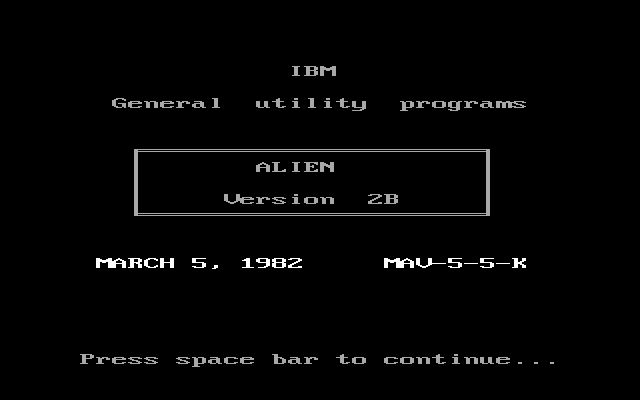 Title screen of Alien