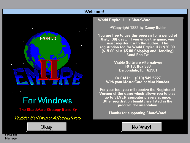 Title screen of World Empire II