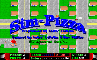 Title screen of Sim Pizza