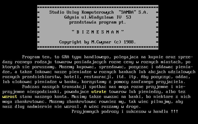 Title screen of Biznesman