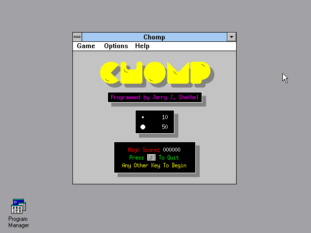 Title screen of Chomp
