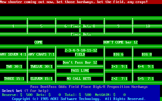 Gameplay of Highroller (1985)