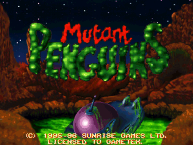 Title screen of Mutant Penguins