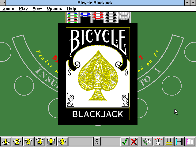 Title screen of Bicycle Casino: Blackjack, Poker, Baccarat, Roulette
