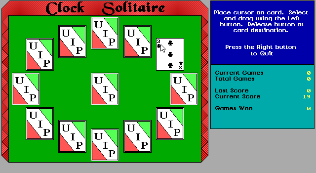Gameplay of Clock Solitaire