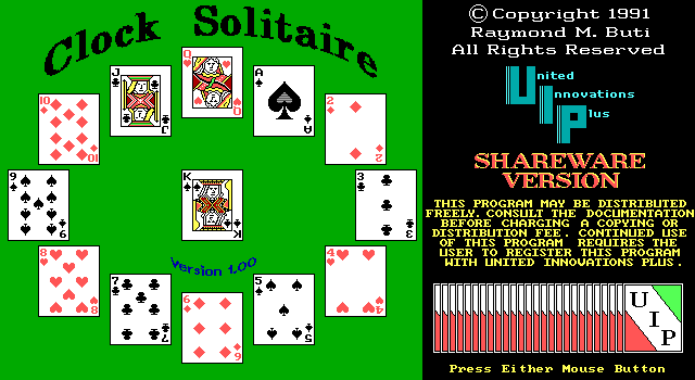 Title screen of Clock Solitaire