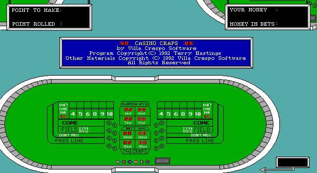 Title screen of Casino Craps
