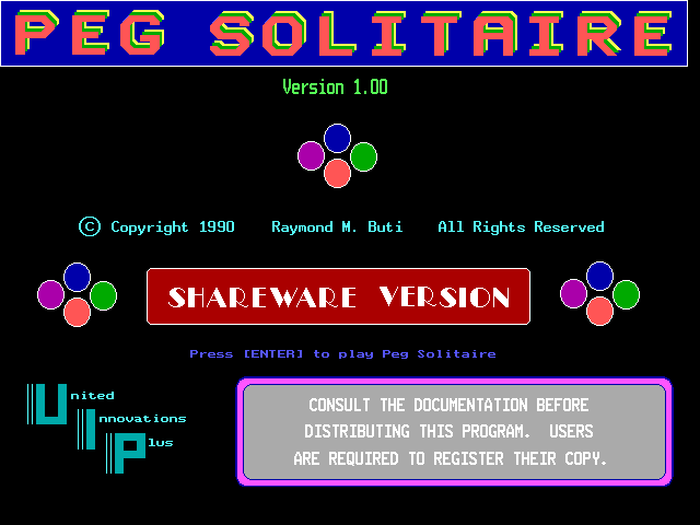 Title screen of Peg Solitaire