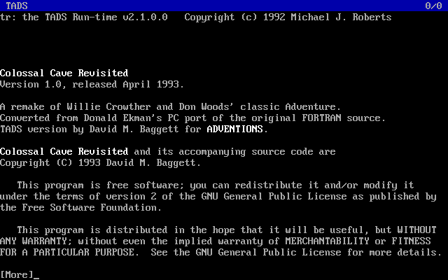 Title screen of Colossal Cave Revisited