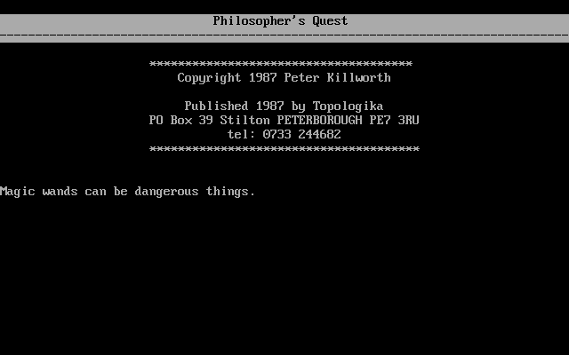 Title screen of Philosopher's Quest