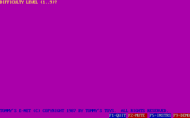 Title screen of Tommy's Enet