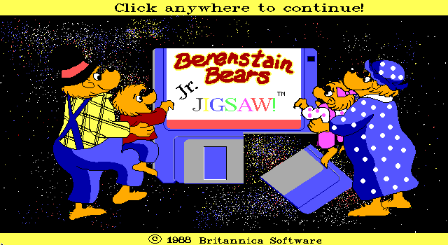 Title screen of The Berenstain Bears: Jr Jigsaw!