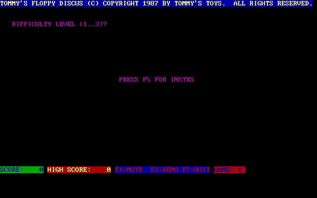 Title screen of Tommy's Floppy Discus