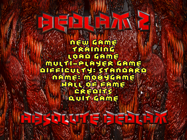 Title screen of Bedlam 2: Absolute Bedlam