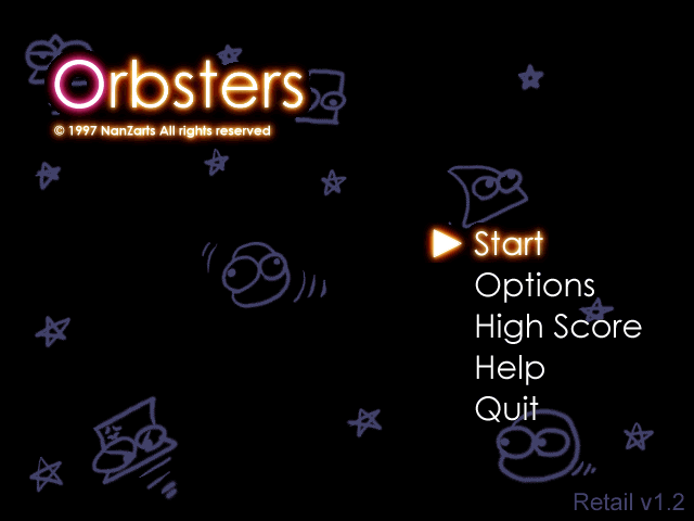 Title screen of Orbsters