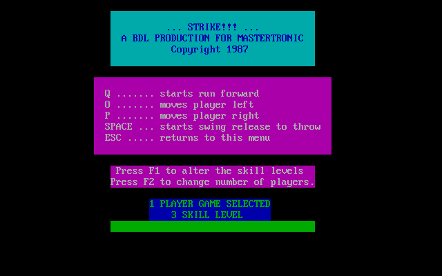 Title screen of Strike