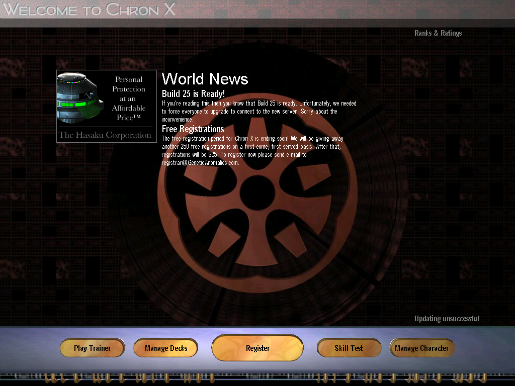 Title screen of Chron X