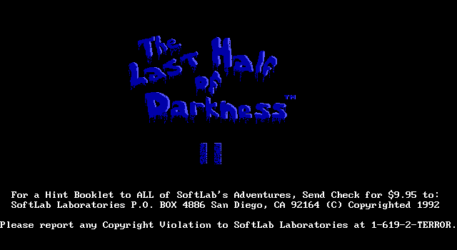 Title screen of Last Half of Darkness II
