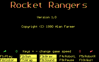 Title screen of Rocket Rangers