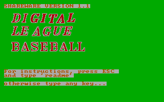Title screen of Digital League Baseball