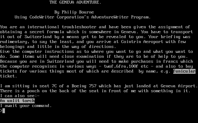 Title screen of The Geneva Adventure